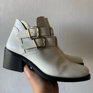 Miista white ankle boots with buckles